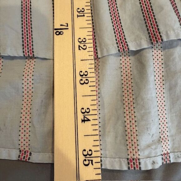 GAP Striped Boyfriend Long Tunic Shirt Blue Red Textured Mandarin Collar Medium - Picture 10 of 12